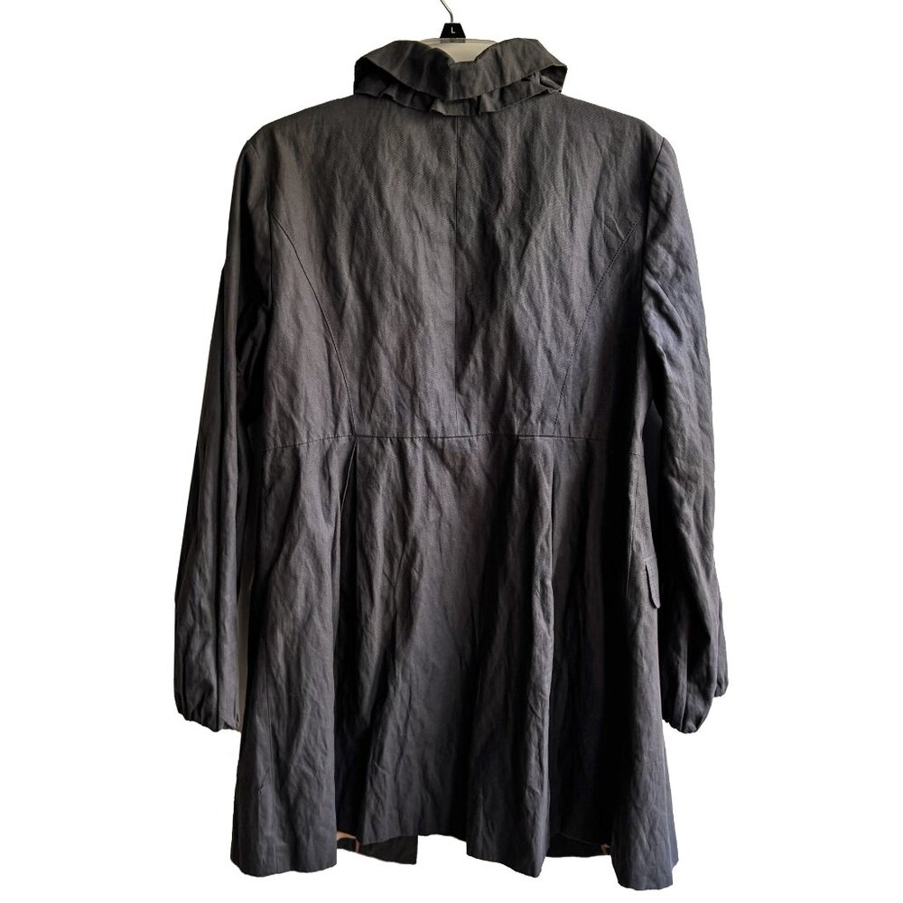 Ann Taylor Loft Coat Women's Gray Lined Pockets Mid-Length Button Front Sz Large - Picture 3 of 6